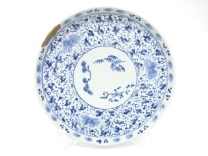 古伊万里　染付　花唐草　七寸皿